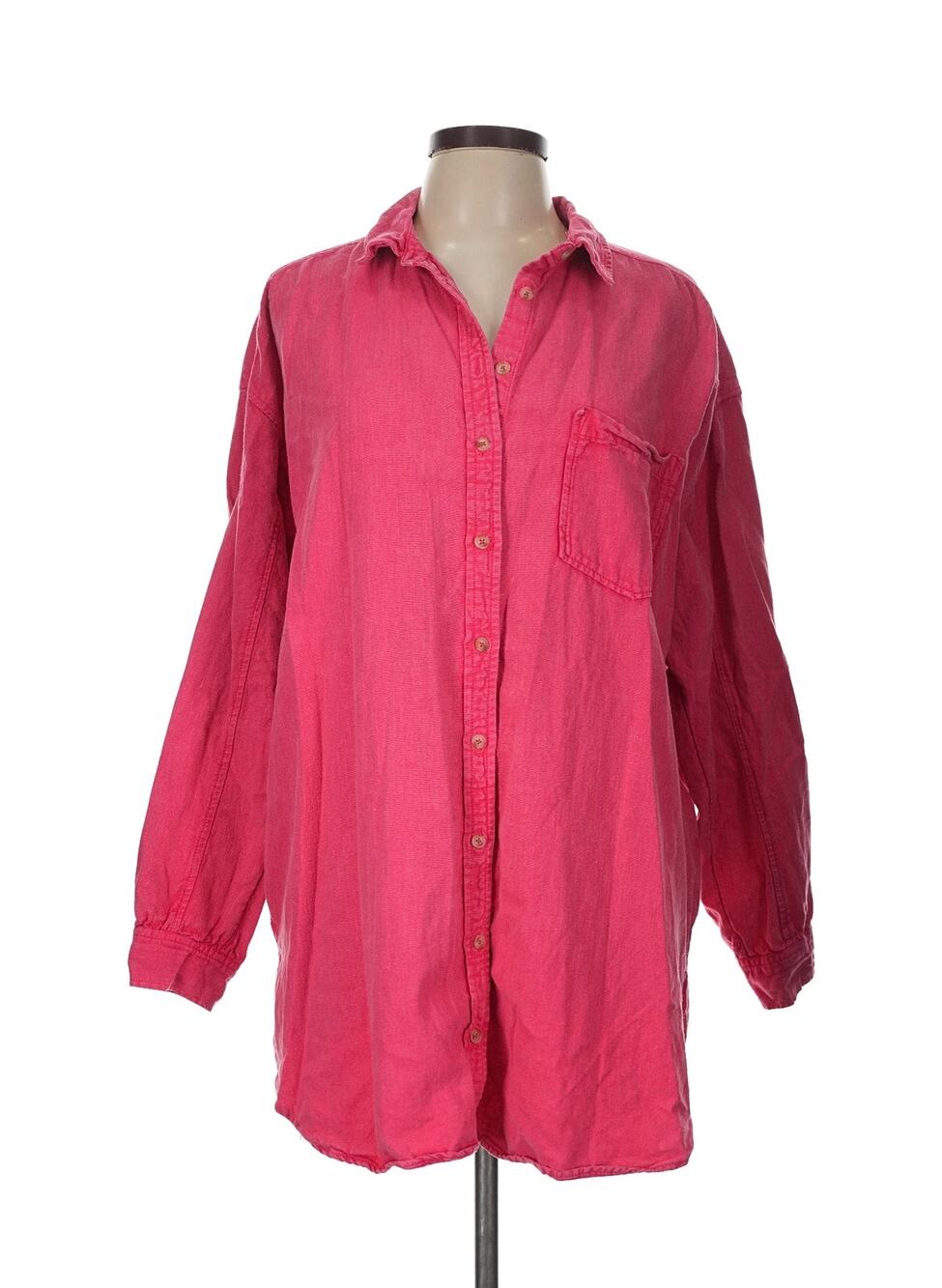 Anthropologie Pilcro Oxford Button-Up Tunic Shirt Top Sz. L